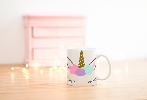 10 Taza Blanca De Ceramica 11oz Unicornio, 100% Nuevo