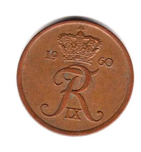 Moneda Dinamarca 5 Ore 1960 Km#848.1