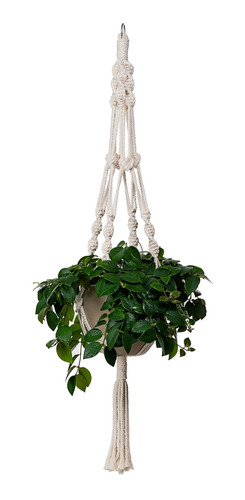 Macramé Colgador De Plantas Voluminoso 45.7 in Hecho A Mano 