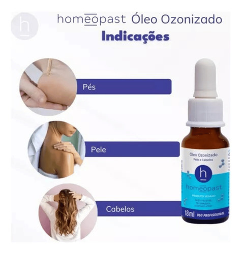 Óleo Ozonizado Homeopast Para Pele E Cabelos 18ml Vegano Fragrância Neutro