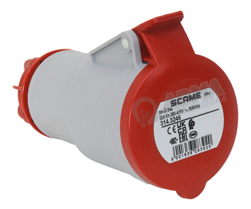 Ficha Industrial Hembra Acople Scame 3p+t 32a 6h Ip44