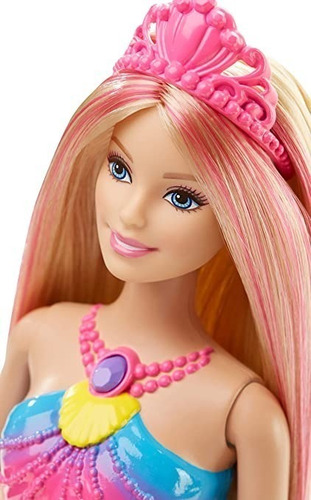 Imagen 3 de 3 de Muñeca Barbie Sirena Arcoiris Mágico Brilla Bajo El Agua Ori