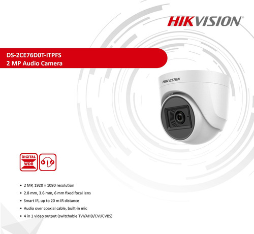 Imagen 3 de 6 de Camara Seguridad Domo Hikvision 2mpx Audio Incorporado