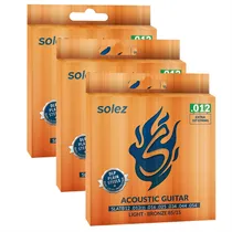 Comprar Kit Com 03 Jogos De Encordoamentos Para Violão Aço Solez 012