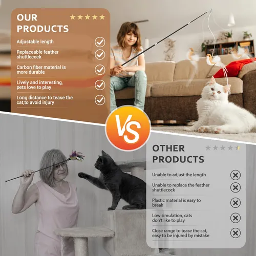 Cat Teaser Wand Toys Rosaui Interactive Bird Para Gatitos