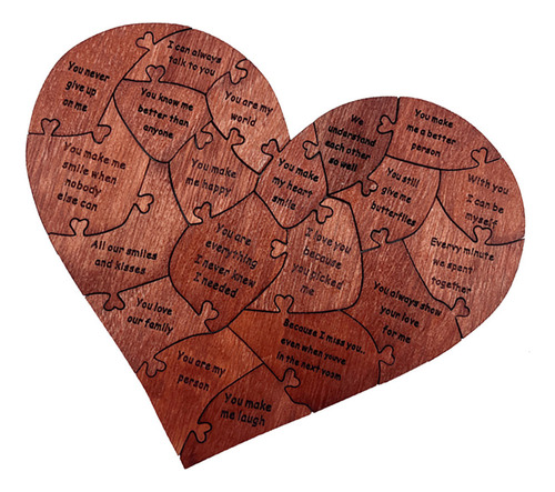/ Puzzle De Madera Con Forma De Corazón Para Guardar
