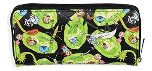 Cartera Rick And Morty Portales Y Personajes Faux Saffiano