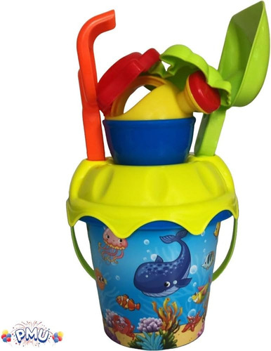 Juego De 7 Juguetes De Arena De Playa Con Molde - Kit Azul P