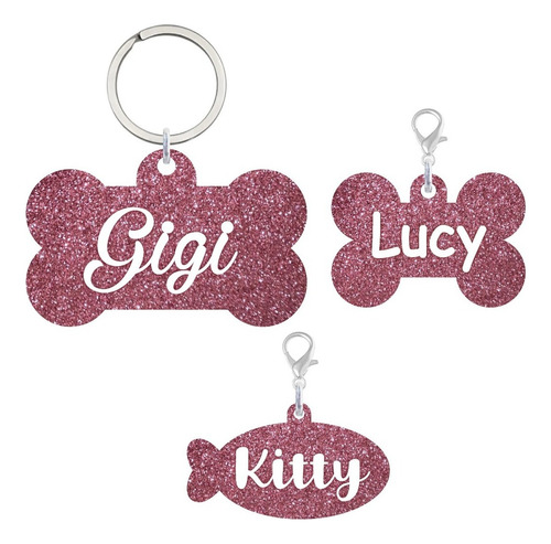 Plaquita Personalizada Para Gato O Perro Color Rosa Pálido Pez