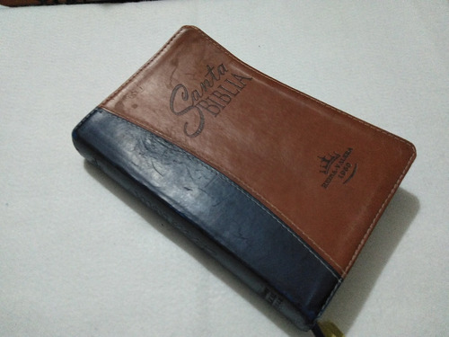 Imagen 4 de 4 de Biblia Rvr 1960 Letra Grande Azul Cafe Usada
