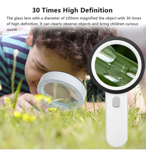 Lupa De Leitura Portátil 30 Vezes Com Luz Led