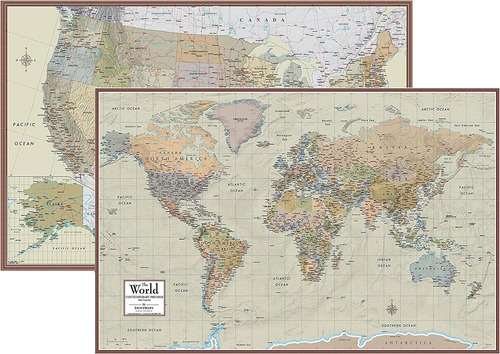 Swiftmaps World And Usa Contemporary Premier 3d De Dos Pared