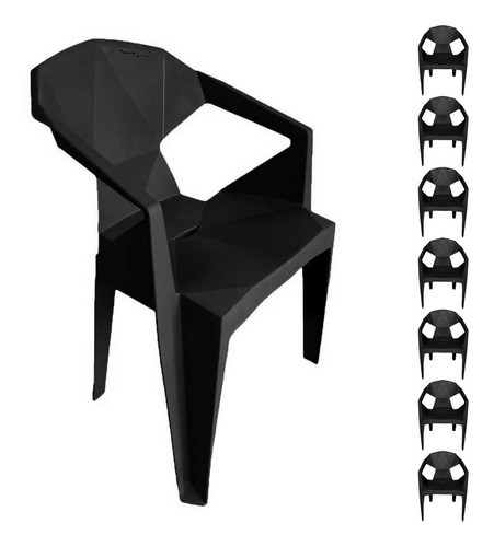 Kit 8 Cadeira Cozinha Plástica Diamond Resistente Até 182kg Cor da estrutura da cadeira Preto