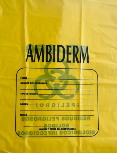 Bolsa Residuos Patológicos Ambiderm Amarilla 50x60 Cm 10 Pza