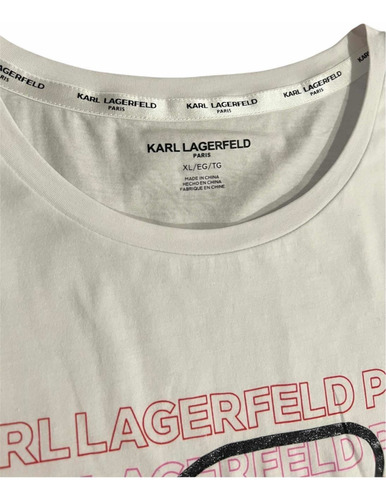 Imagen 5 de 5 de Camiseta Karl Lagerfeld Original Blanca Dama, Talla Xl