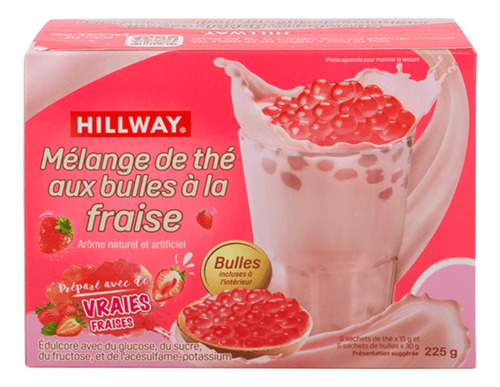 Bebida En Polvo Buble Tea Sabor Fresa, Hillway, 225 G