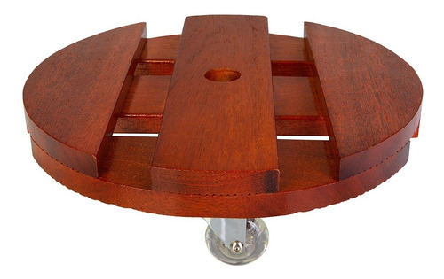 Suporte De Madeira Para Vaso Redondo 30cm Roda Gel Silicone