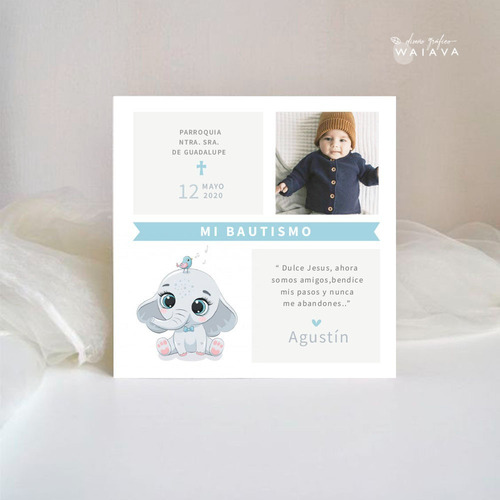 Imagen 3 de 10 de Estampas Tarjetas Bautismo De Nenes Con Foto X 2u
