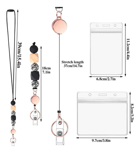 Conjunto De 3 Cordões De Cartão De Identificação Retráteis