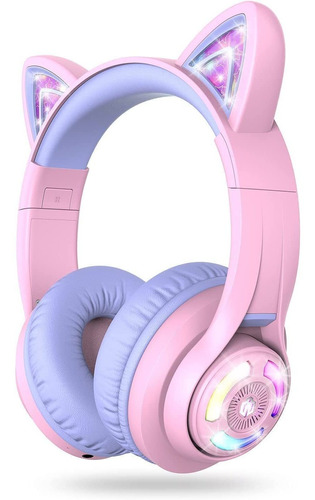 Auriculares Bluetooth Para Niños Con Luces Led Rgb - Purple