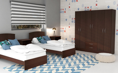 Placard 6 Puertas 2 Cajones Mosconi Inter S/pintar Chocolate Color Blanco