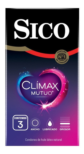 Condones Sico Clímax Mutuo Con Benzocaína Caja 3 Unidades