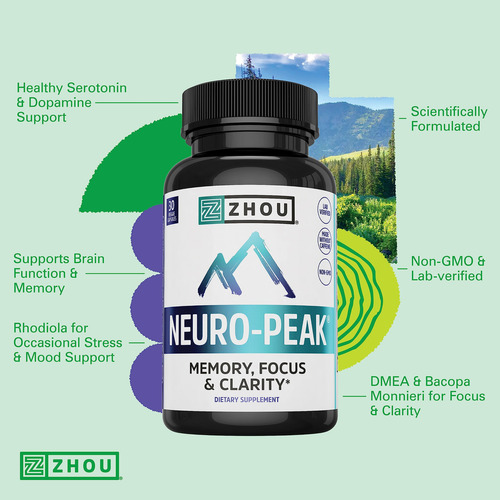 Suplemento De Suporte Cerebral Zhou Neuro Peak 30 Vegcaps