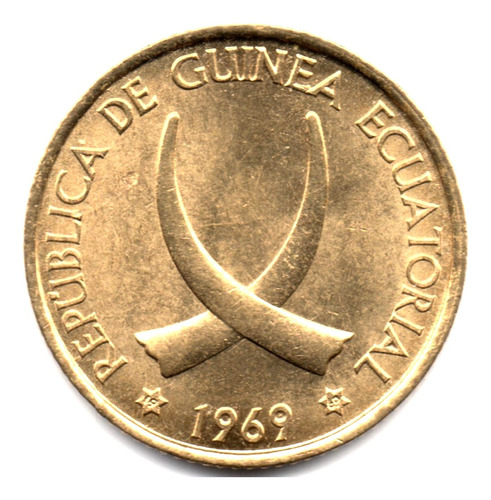 Guinea Ecuatorial 1 Peseta 1969 Colmillos De Elefante