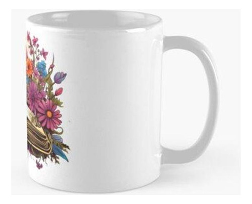 Taza Libro Abierto Con Flores Silvestres Libro Estético Cali