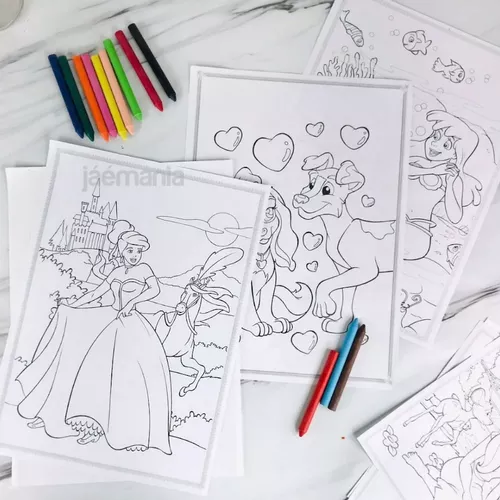 10 Desenhos Para Colorir Princesas Animais Educativo + 12 Gi