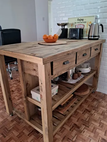 Isla Mesa Madera Desayunador Cocina Quincho Parrilla 150*70