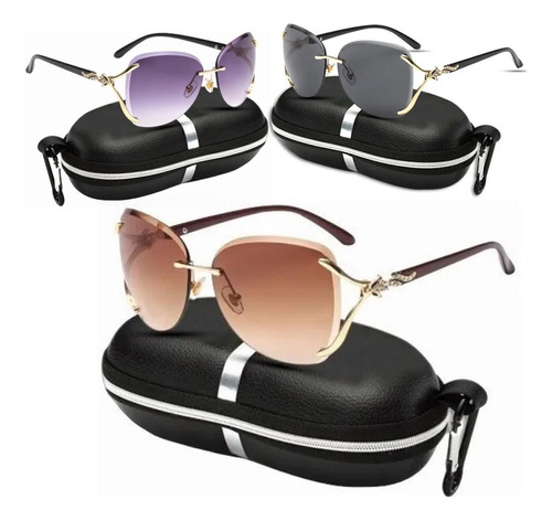 3 Moda Mujer Gradiente Color Gafas De Sol Fox Border