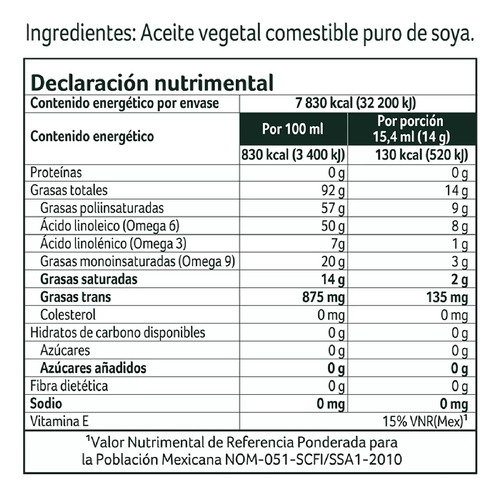 Nutrioli Aceite Comestible Puro De Soya 3pzas De 946ml