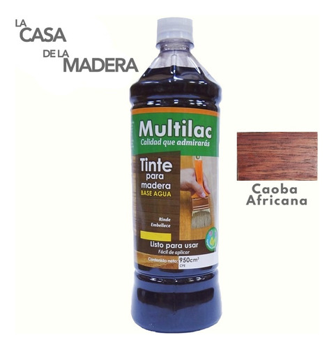 Tinta Para Madera Color Caoba Africana Multilac Base Agua 1l