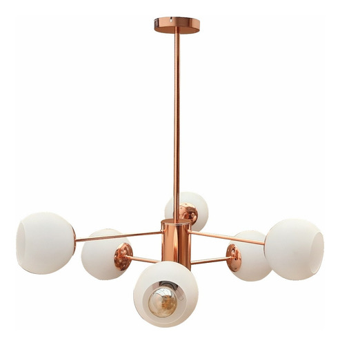 Imagen 2 de 9 de Lampara De Techo Decorativa Cobrizada 6 Brazos. Éxito Corp