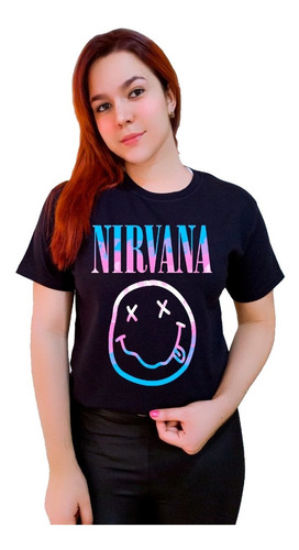 Polera 100% Algodón Nirvana Banda De Rock Logo Colores C-728