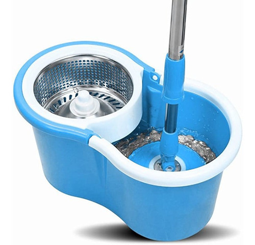 Cubeta Y Trapeador Magic Mop 360° Microfibra Giratorio Color Azul