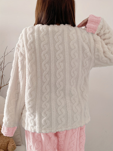 Conjunto De Pijama Polar De Invierno Para Mujer, Ropa De Hog