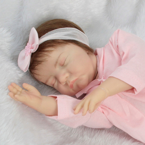 Boneca Reborn Recém Nascida Cabelo Fio A Fio Pijama Rosa