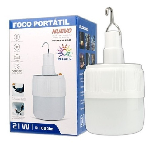 Foco Led Emergencia Recargable Solar Portatil 21w Potencia
