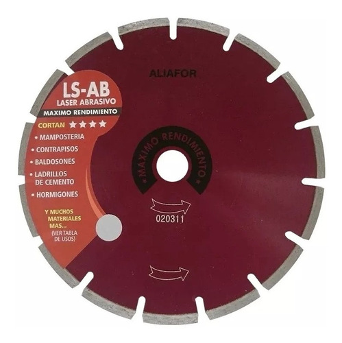 Disco Diamantado 230 Mm Aliafor Ls-9ab Maximo Rendimiento