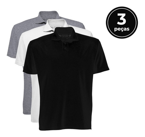 Kit Com 3 Camisetas Polo Masculina Basicamente