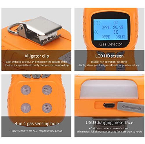 Portable 4 Detector Ga Medidor Monitor Vibracion Luz Lcd