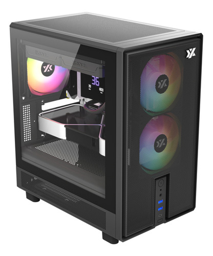 Gabinete Xyz Atom Black 3 Argb Fans Controller Mesh Usb C