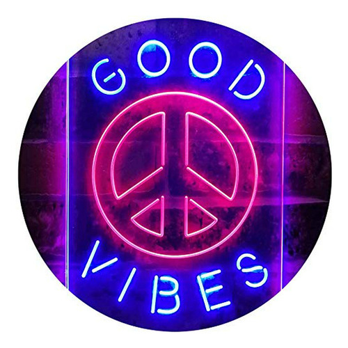 Señal De Neón -   Good Vibes Peace - Cartel De Neón Led De D