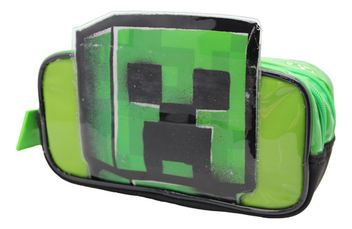 Cartuchera Escolar Minecraft Build Color Verde Liso
