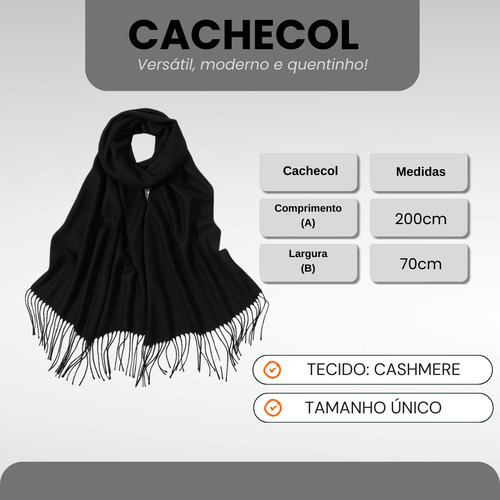 Cachecol Elegante Adulto Com Franjas Macio E Confortável