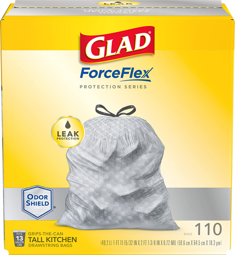 Glad Forceflex - Bolsas De Basura Altas Con Cordn De Cocina,