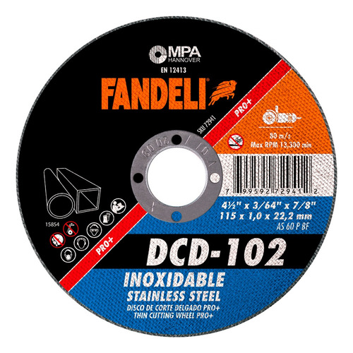 Disco Corte DeLG Inx Pro Fandeli 4.1/2 PLG 10 Pz Dcd102