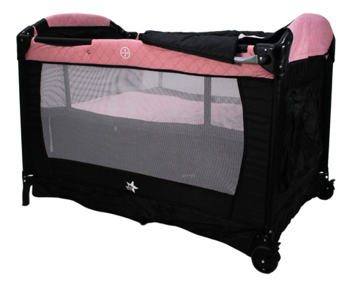 Cuna Corral Para Bebé Starkids Galaxis Portátil Mecedora Color Rosa Diseño De La Tela Liso